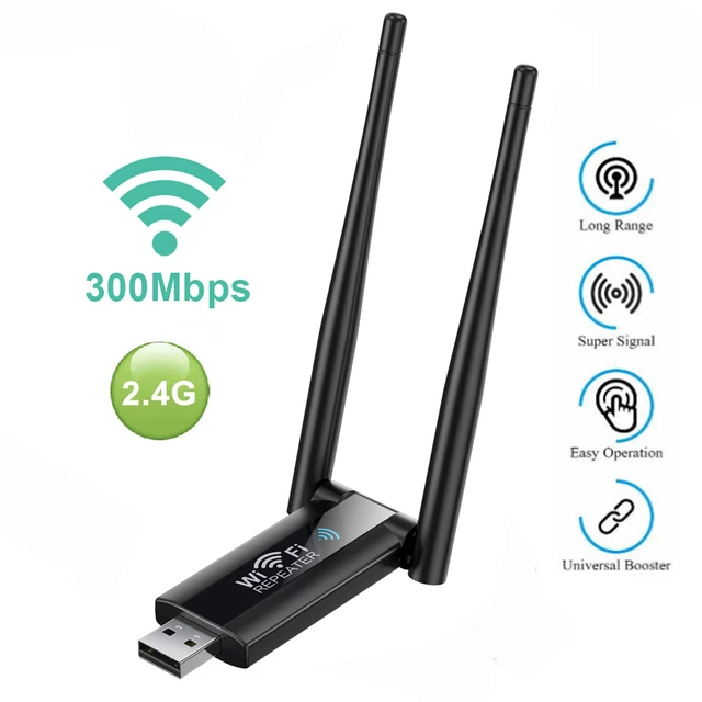 Repetidor WiFi inalámbrico, enrutador extensor de señal WiFi, amplificador  de largo alcance, punto de acceso, USB