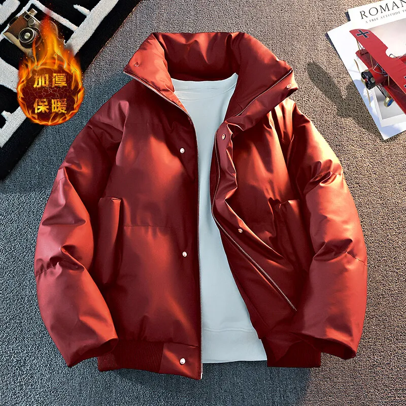 Einfarbige, mit Baumwolle gefütterte Herrenjacke, 2025, Winter, lässig, dick, Parkas, Jugend, Streetwear, winddicht, warmer Mantel, Outdoor-Top-Kleidung – Detail 18