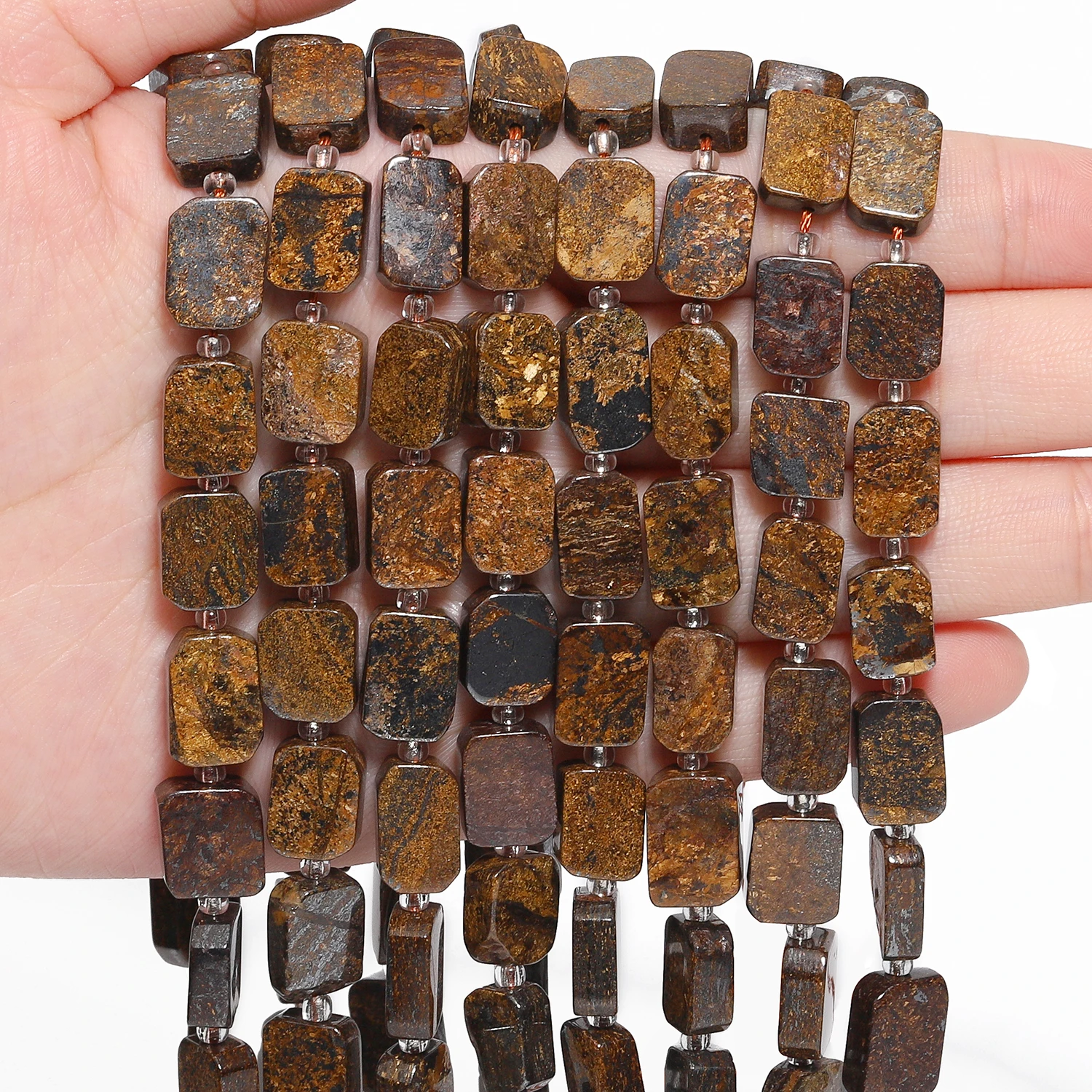 AAA Rechteck Naturstein Bronzit Perlen Unregelmäßige Spacer Perlen Für Schmuck Machen Liefert DIY Armbänder Zubehör 8x12mm