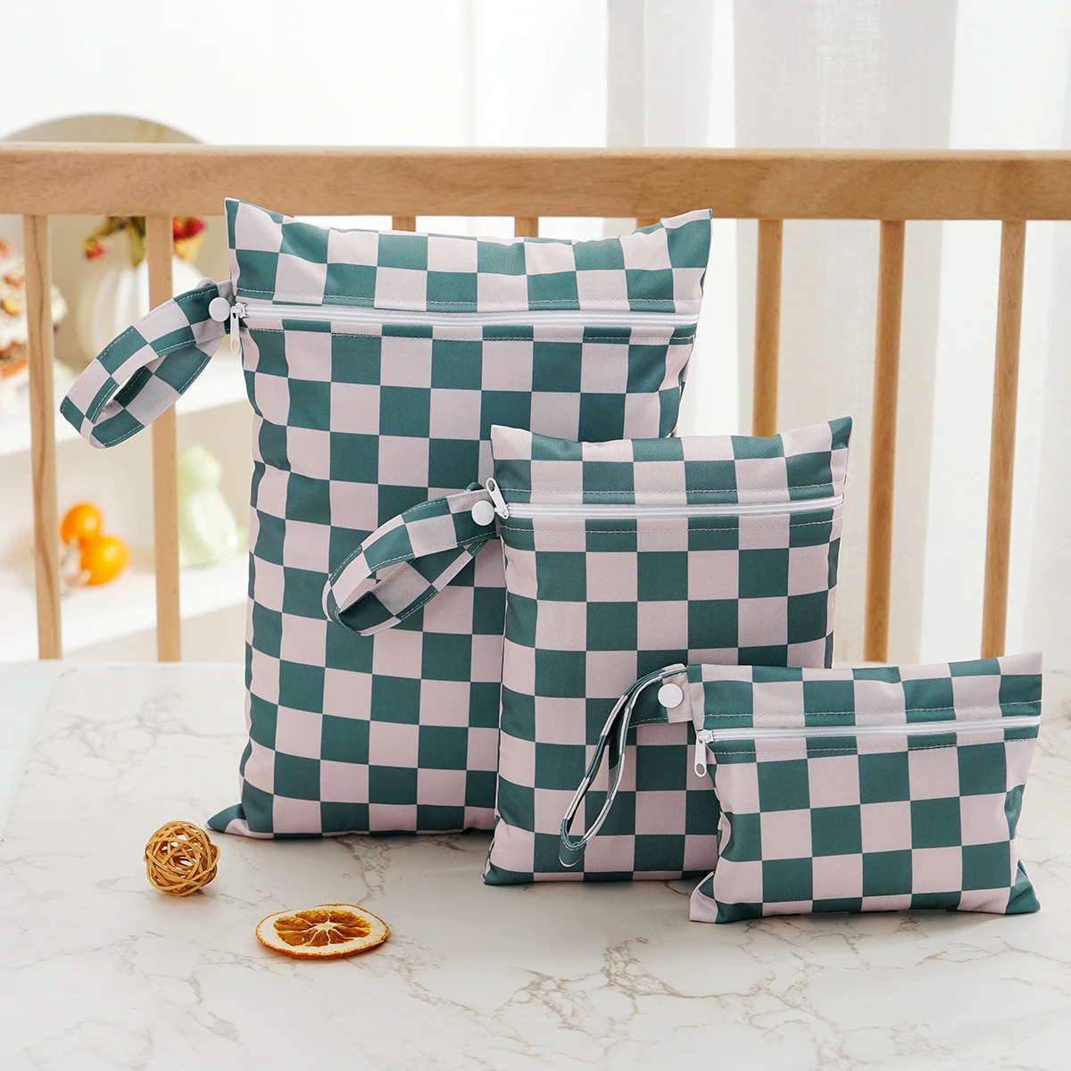 Elinfant Eco-Friendly Waterproof Wet & Dry Portable Diaper and Sanitary Storage Bag Set (3-Pack)