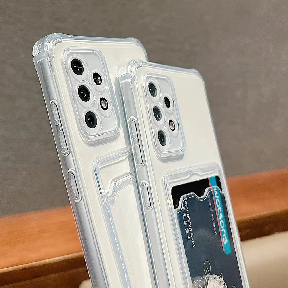 Shockproof Clear Back Card Holder Phone Case