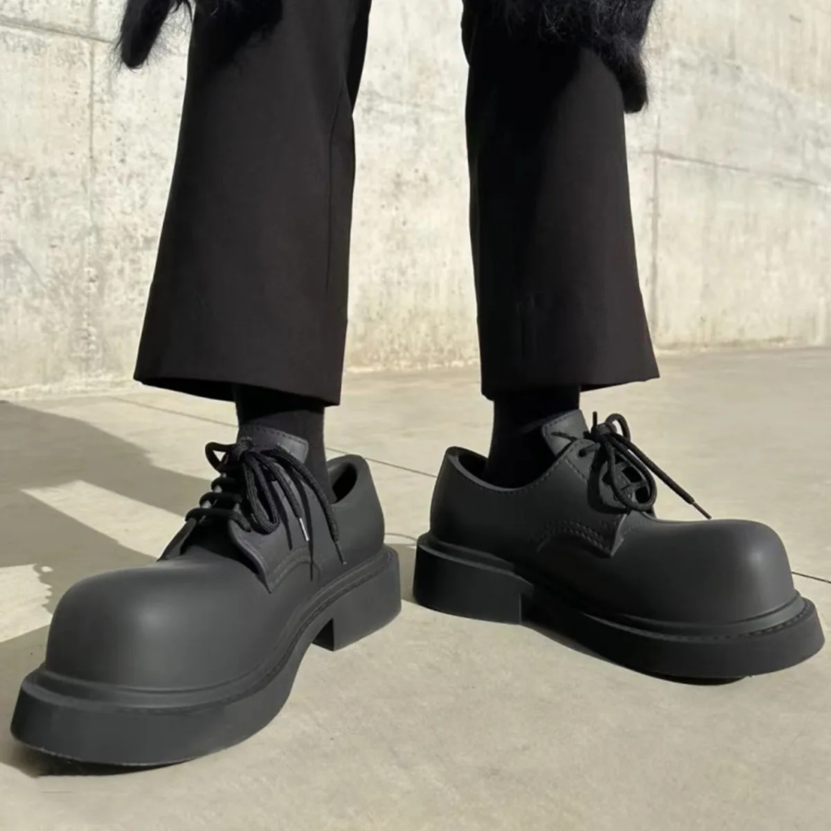 Platform Loafers for Men and Women Big Round Toe Chunky Loafers Women Shoes Lace Up Comfort Casual Fashion Business Work Shoes 5