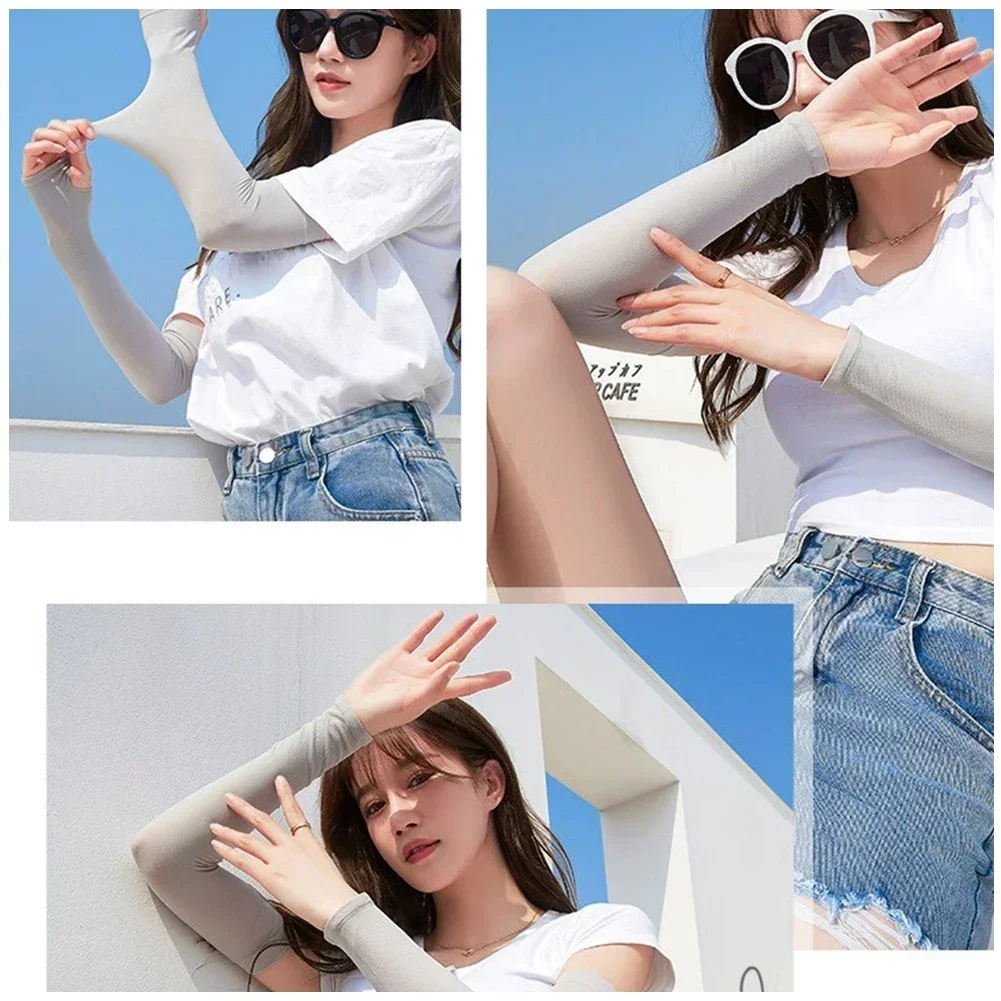 Cycling Arm Sleeves Ice Fabric Anti-UV Sunscreen Running Cycling Sleeve Outdoor Sport Cycling Arm Warmers Half Finger Sleeves