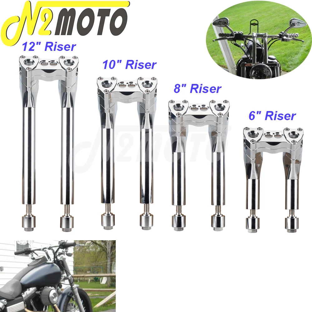 

1" Aluminum Motorcycle Pullback Handlebar Riser Bar Mount Risers For Harley Chopper Bobber Cafe Racer Sportster XL 48 883 1200