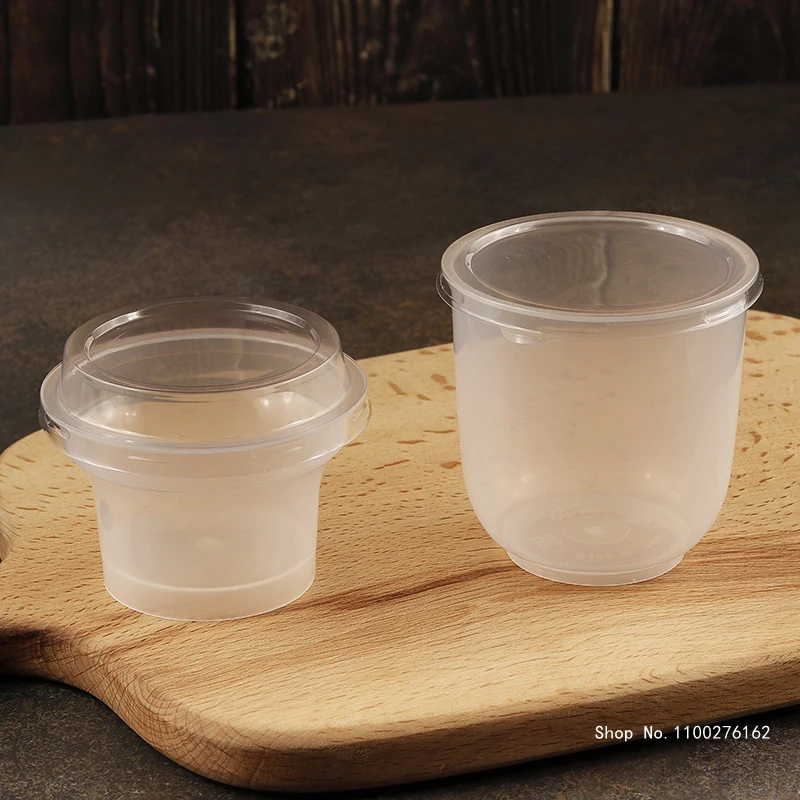 

50pcs Net Red Thick Plastic Cups Disposable Pudding Cup Small Cake Box Baking Cup Packaging Ice Cream Dessert Cups with Lids