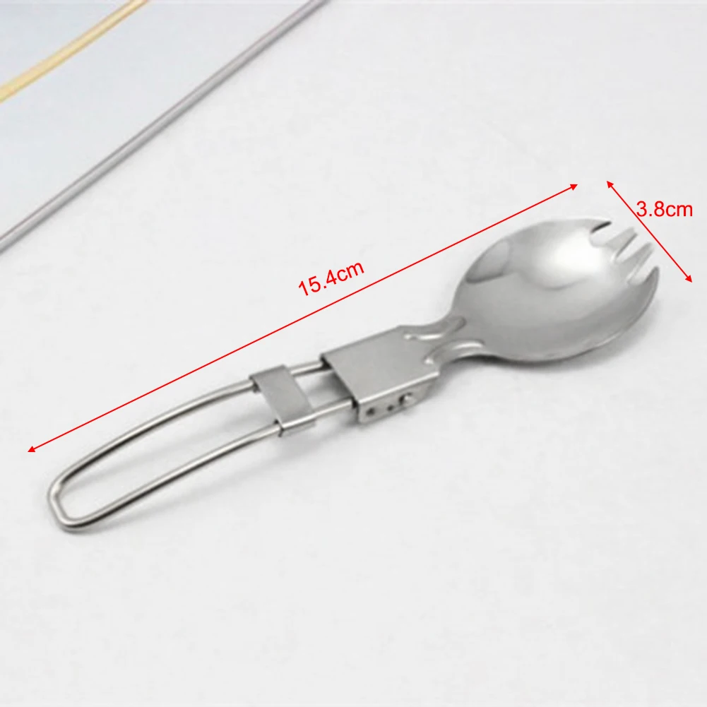 Stainless Steel Foldable Spoon Fork Reusable Spoon and Fork All-in-one Travel Cutlery for Camping Hiking Picnic Backpacking