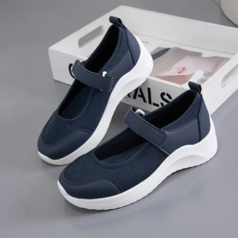 Rimocy Women Platform Flats 2022 New Hook Loop Thick Sole Casual Sneakers Woman Comfortable Light Breathable Sports Shoes Ladies