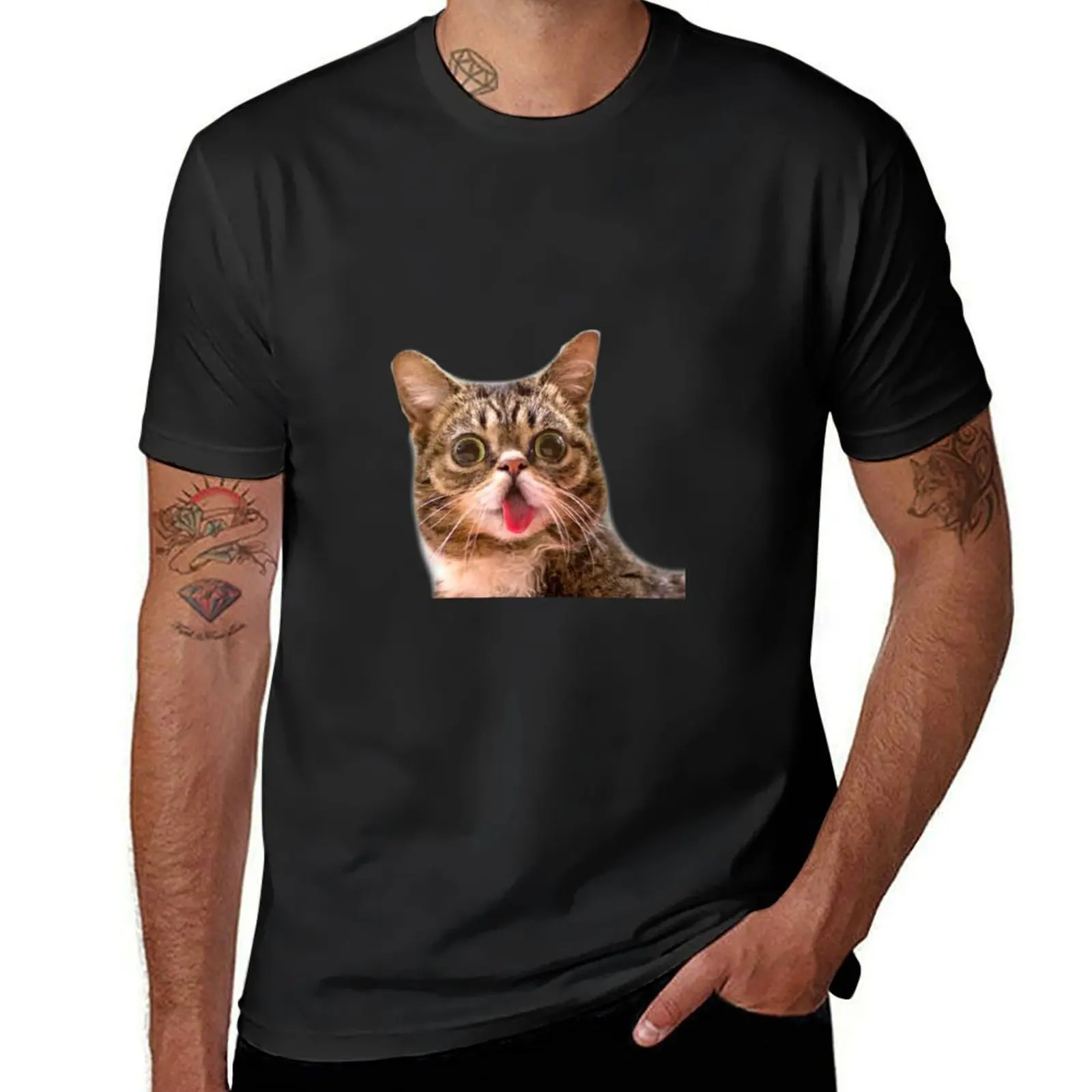Футболка lil bub, милая одежда, быстросохнущие мужские белые футболки большого размера Футболка lil bub, милая одежда, быстросохнущие мужские белые футболки большого размера
