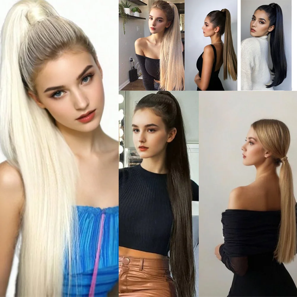 Ponytail Extension Clip In Straight Hairpiece