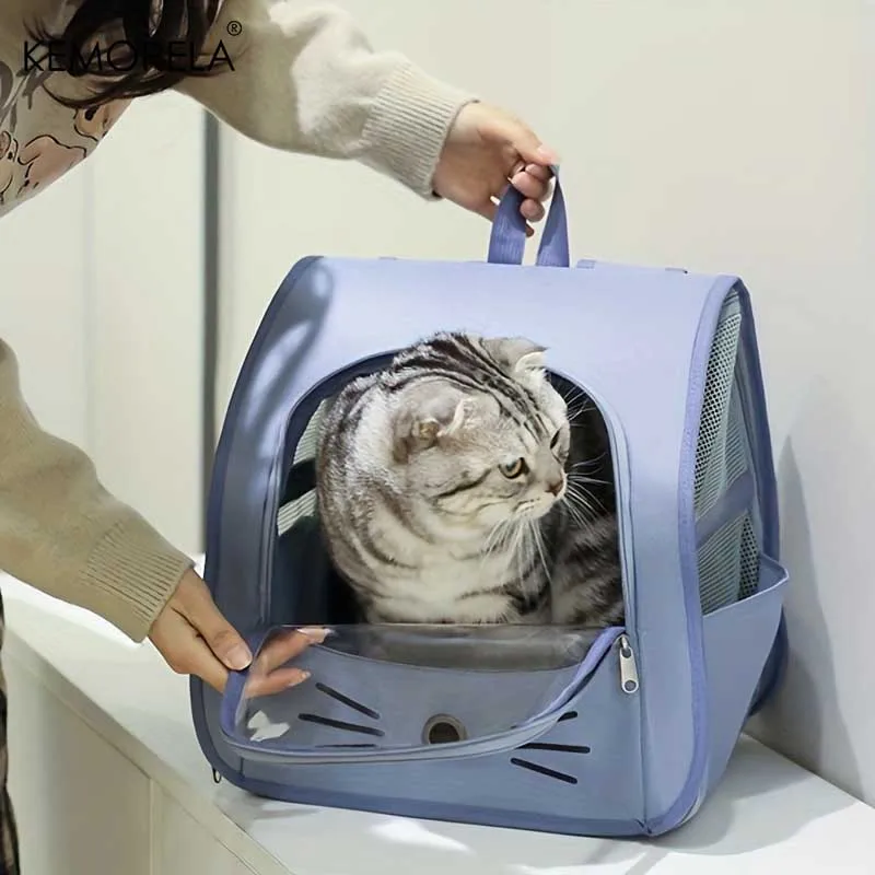 Pet Carrier Backpack Large Cat Backpack Transparent Breathable Portable Bag Cat And Dog Supplies 1Pcs