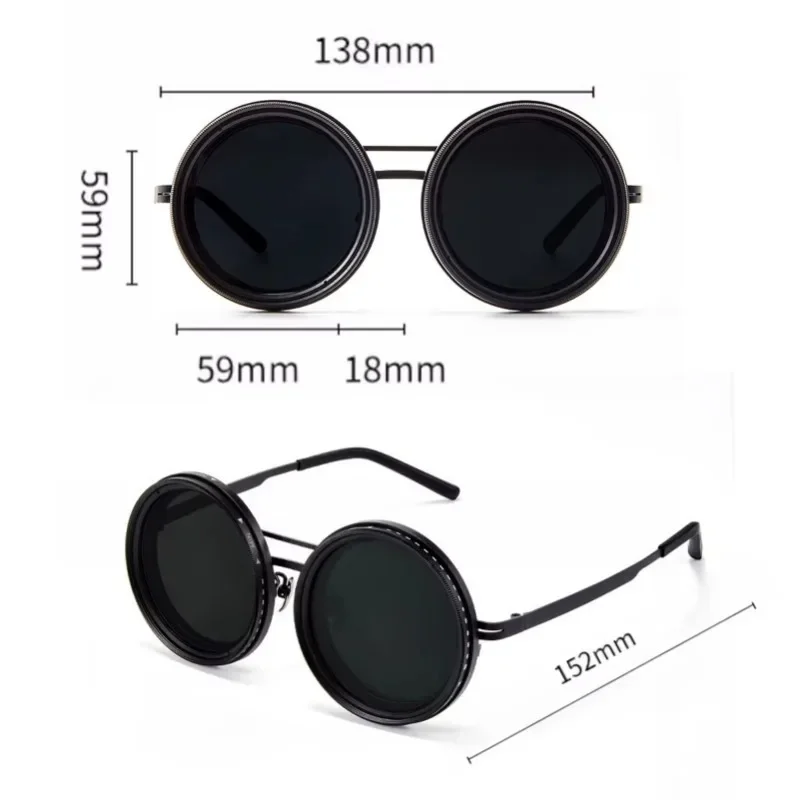 Adjustable 1-9 Sunglasses Fishing Rounded Polarized Glasses ND Filter Lenses Handcrafted Retro Unisex