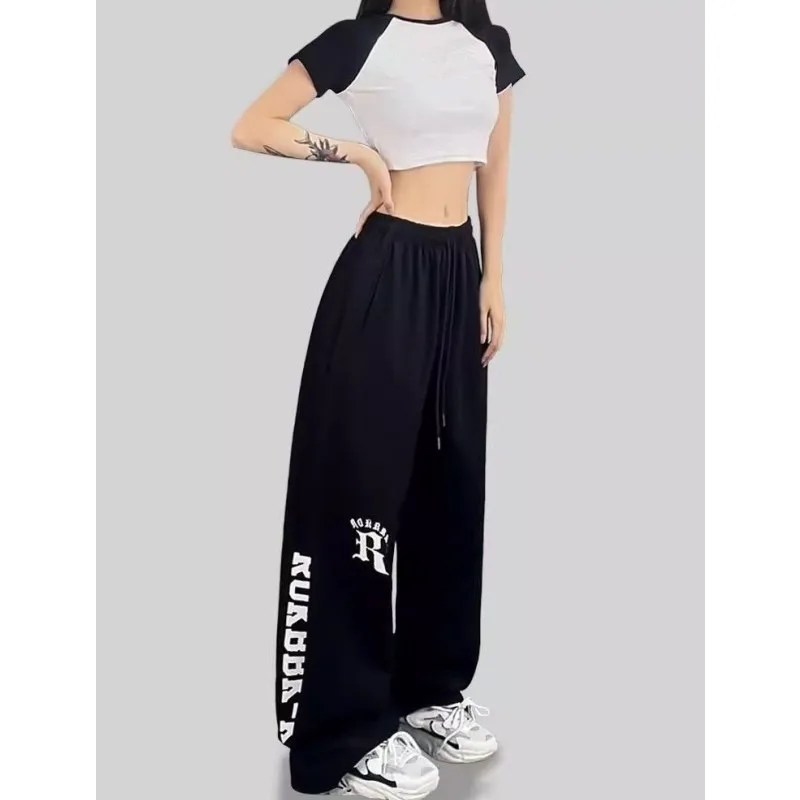 Vintage Brief Drucken Europäer Amerikanischen frauen Hosen Hip-hop Hohe Taille Straße Trendy Hosen Herbst Winter Mode Neue Hosen – Detail 6