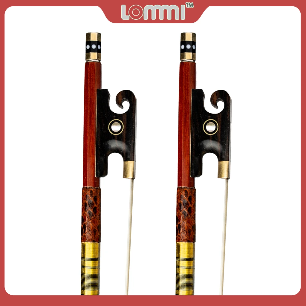 

LOMMI 2PCS Pernambuco Violin Bows In 4/4 Size Ebony Frog Paris Eye Inlay Snake Skin Grip White Mongolia Horsehair Well Balance