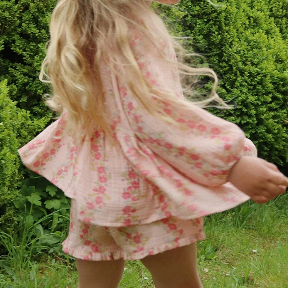 Kids Floral Clothes Set KS Vacation Girls Cute Hearts Dresses Girl T Tops Shorts Baby Casual Soft Rompers Children Tee