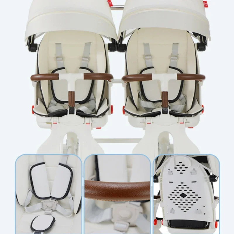 Double Portable Baby Carriage Twins Stroller Infant Stroller Foldable Second-child Baby Four-wheeled Twin baby stroller