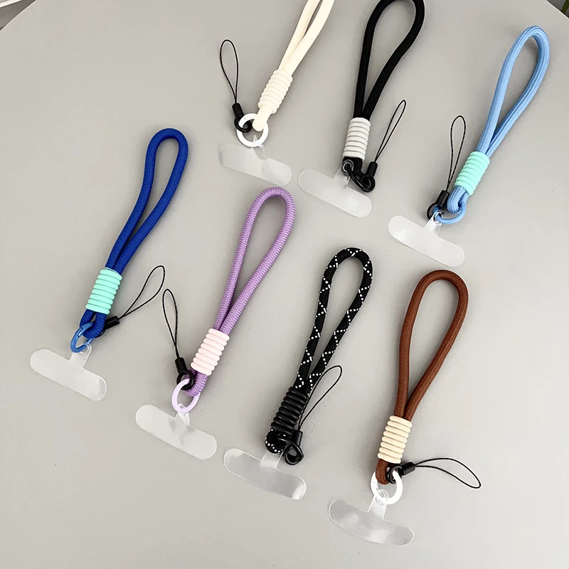 Cute Candy Colors Woven Phone Chain Cellphone Short Strap Phone Wrist Straps Hanging Rope Anti-lost Lanyard Chain Accessories