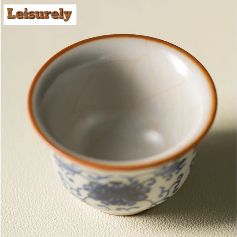 2pc/lot Ru Kiln Teacup Elegant Tea Bowl Cup For Tea Tea-tasting Fragrance Cup Chazhan Master Cups Chinese Tea Set Accessories