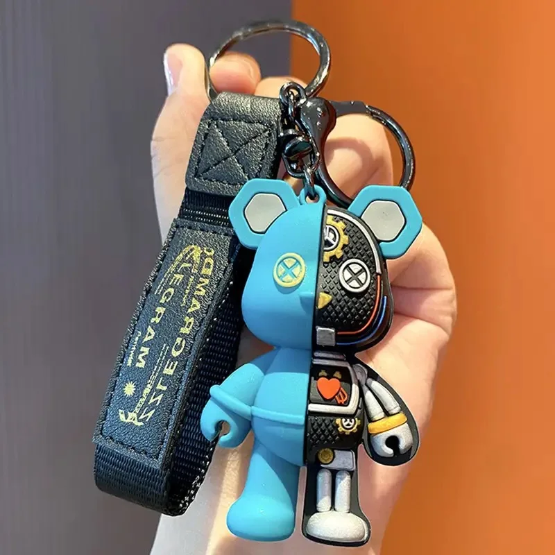 key ring Creative semi anatomical mechanical teddy bear keychain, personalized car keychain, couple backpack decoration, 6