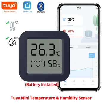 Bluetooth Temperature Humidity Sensor Mini LCD Screen Smart Tuya APP Remote Voice Control Google Thermometer Hygrometer 1