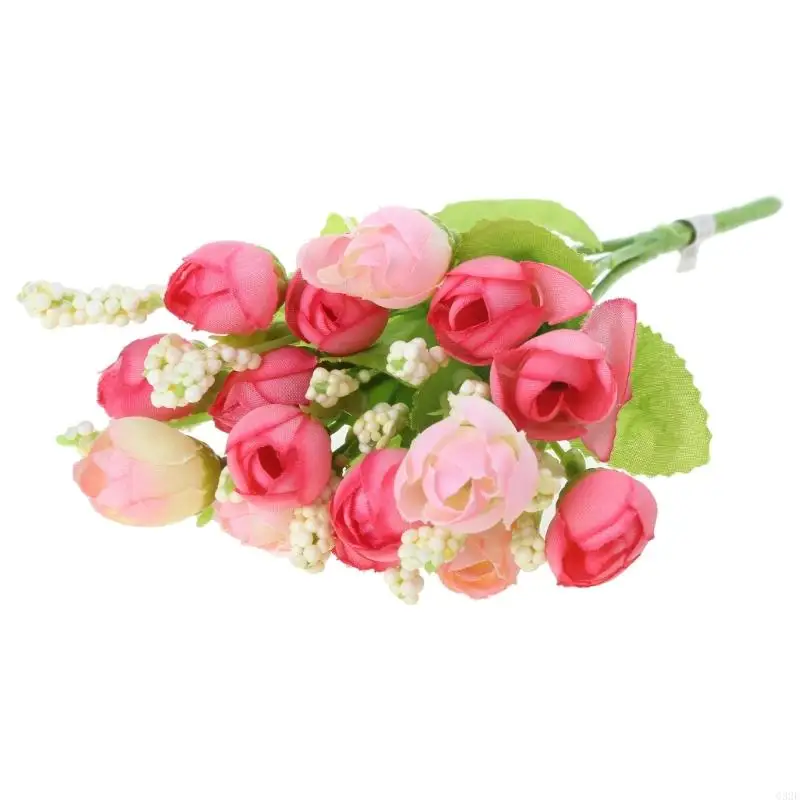 G32F 15 for Head Rose Fake Silk Flower Leaf Artificial Home Wedding Decor Bridal Bouq