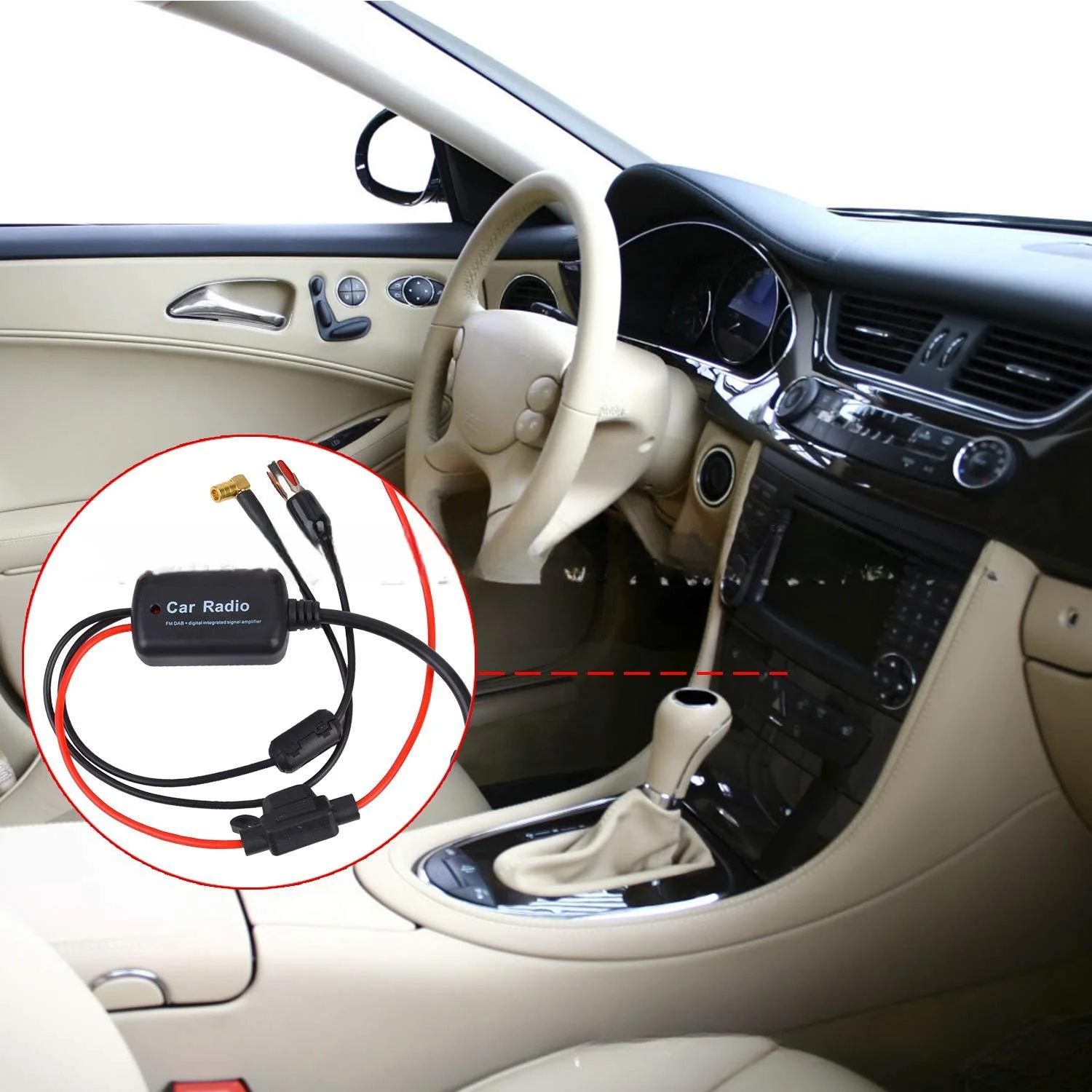 DAB/FM/AM Radio Antenna Signal Amplifier 12V Active Gain Amplifier FM Car Antenna