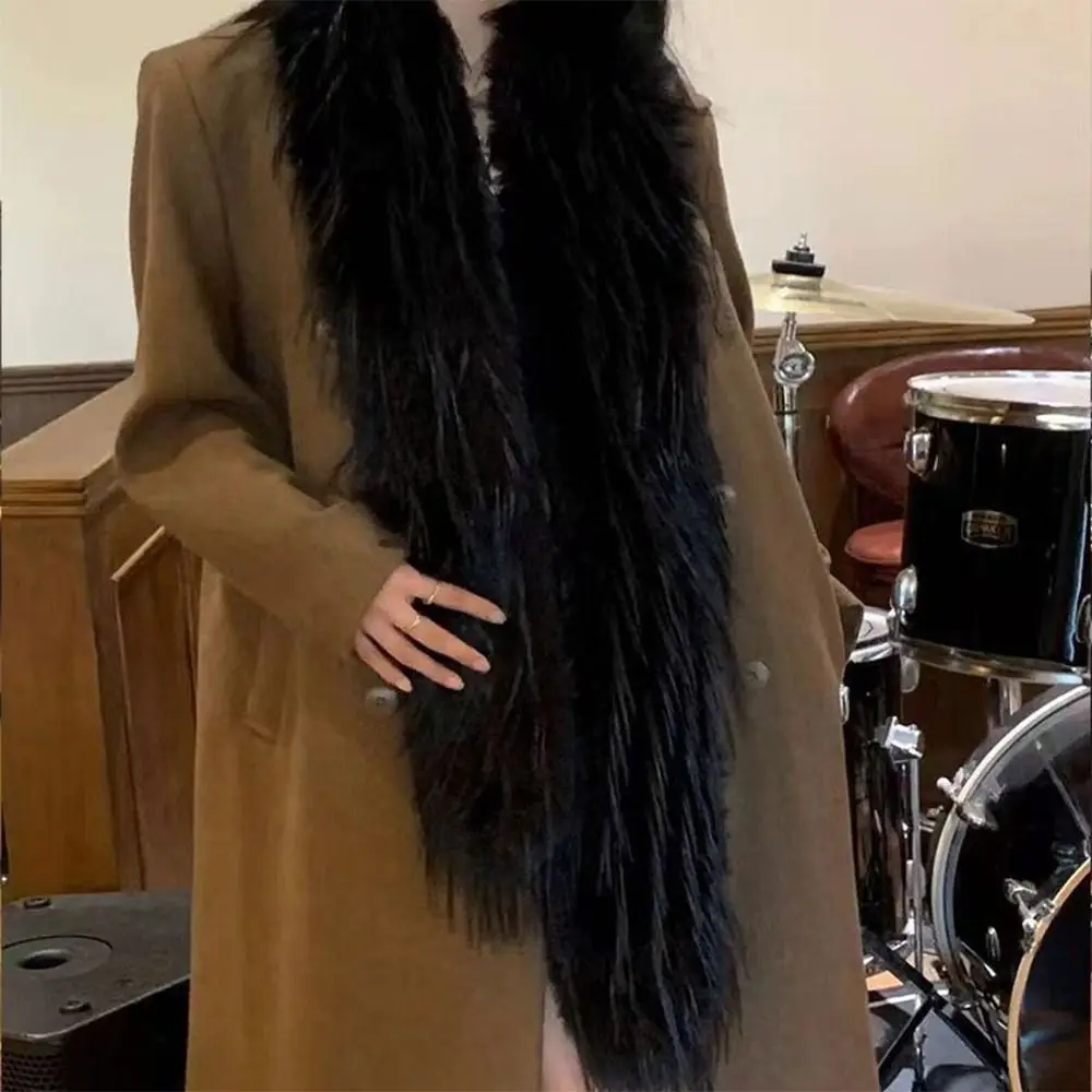 Fashion  Long Strip Scarf Thick Fluffy Imitation Mink Fur Y2K Girl Scarf Luxury Classic Soft Shawl Ladies Tassels Scarf