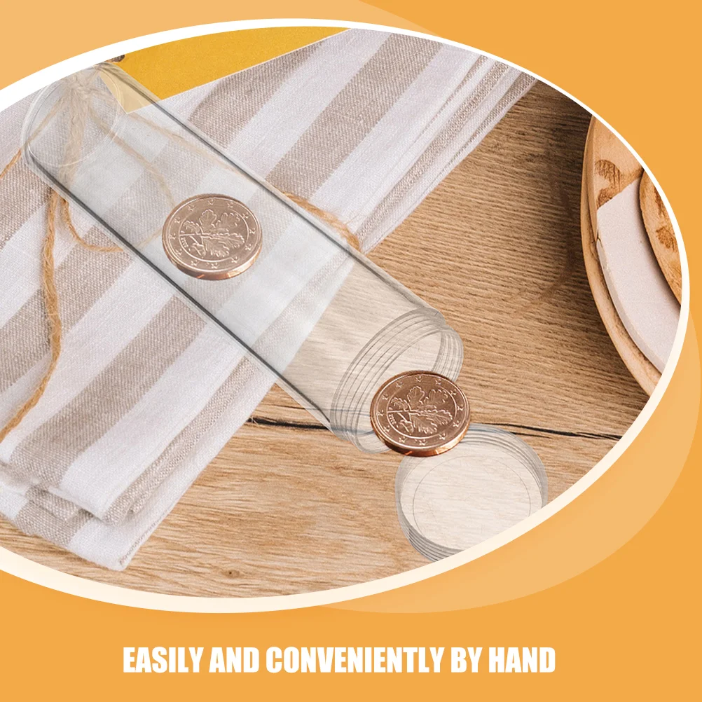 6 Pcs Coin Storage Tube Clear Holder Collection Organizer Capsules Containers with Lids Dispenser Counter Tubes 2