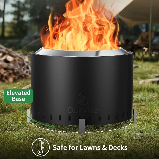 22 inch Stainless Steel Smokeless Fire Pit Outdoor Wood Burning Fire Pit for Camping Bonfire and Outdoor Gathering with Low Smo 4