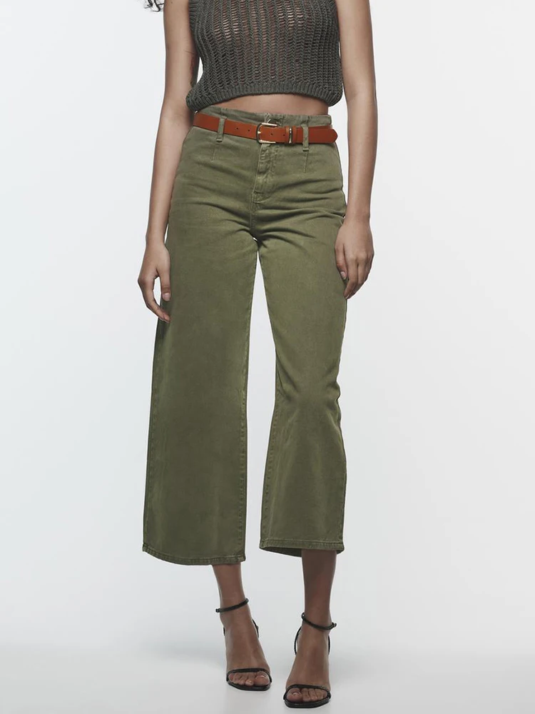

Solid Casual Women Long Jeans High Waist With Belt Calf-length Denim Pants For Woman Elegant Office Lady Trouser 2023 Autumn New