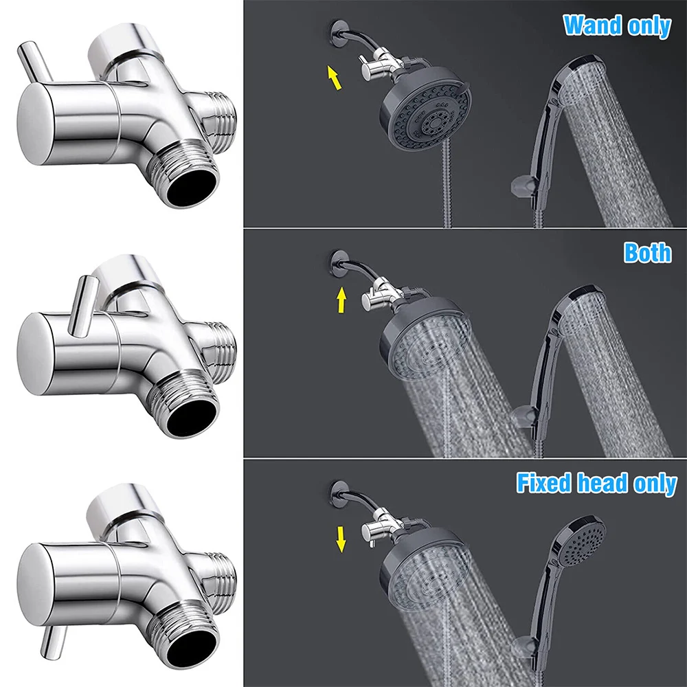 Universal 3-Way Shower Diverter Valve G1/2" 7/8" 3/8" Switch Faucet Adapter Water Mixer Connector Splitter Bathroom Accessories