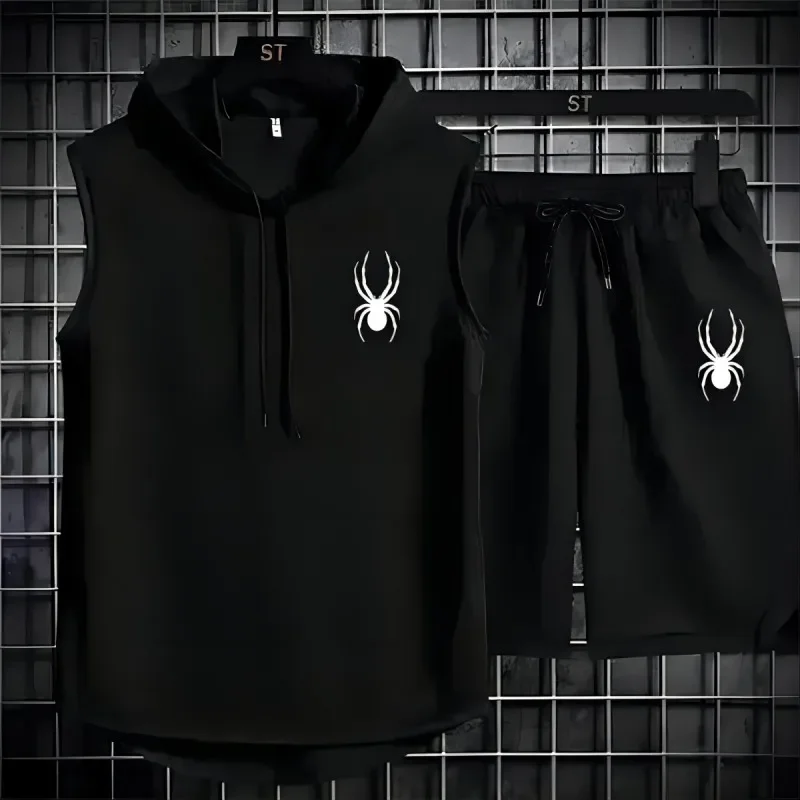 2025 New summer men's sleeveless set summer sports jersey set, men casual sports suit men's loose basketball suit summer tank to
