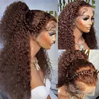 Perruque Lace Frontale 360 Invisible avec Cordon de Serrage, Cheveux Humains Ondulés Chocolat Marron, 30 Pouces, Ondulations Profondes et Bouclées 5