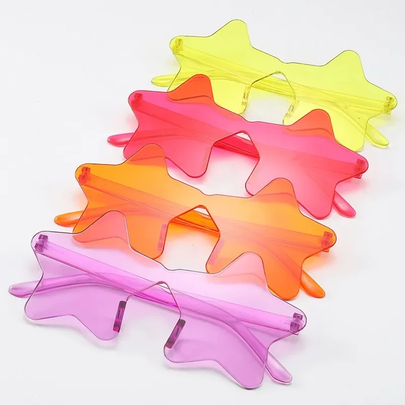 

Heart Jelly Candy Color One Hottie Pentagon Star Sunglasses For Ladies Rimless Sunglasses For Men And Women