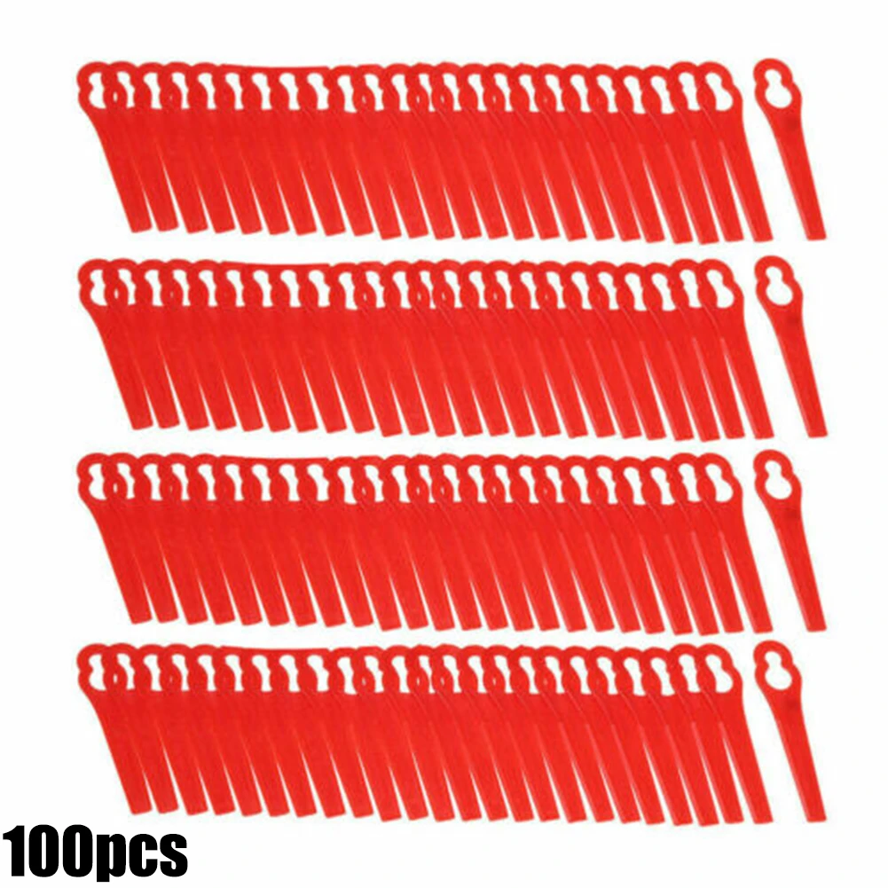 best battery hedge trimmer 100Pcs Plastic Cutting Blades 83mm Replacement For Cordless Grass Strimmer Trimmer PA6 Lawn Mower Accessories Garden DIY Tool craftsman hedge trimmer