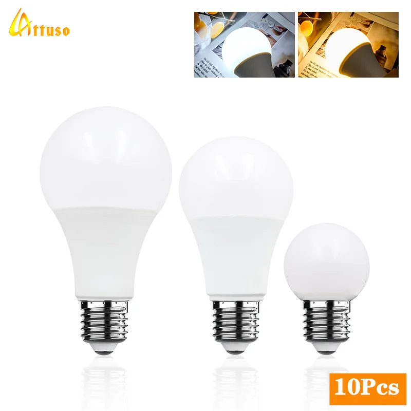 

10Pcs/lot E27 E14 LED Bulb 220V Bombilla Spotlight 3W 6W 9W 12W 15W 18W 20W 24W LED Light Bulb Warm Cold White Lampada Led Lamp