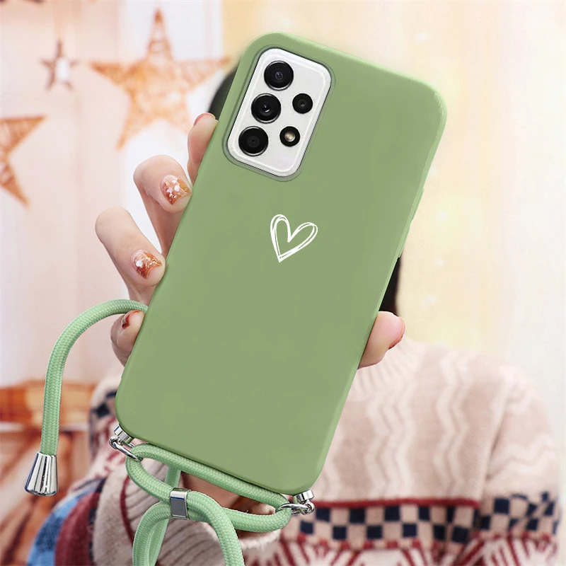 Case For Samsung galaxy A53 A52 A54 A34 A14 A33 A13 A23 A12 A52S A71 A51 A70 A50 Strap Cord Chain Necklace Butterfly Love Case 6