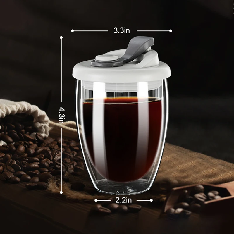 12/15 אונקיות זכוכית כפולה לקפה עם פתח, משקפי שתייה עמידות בחום לטיקי, חם / מקפיא 	 כוסות אספרסו, כלי שתייה