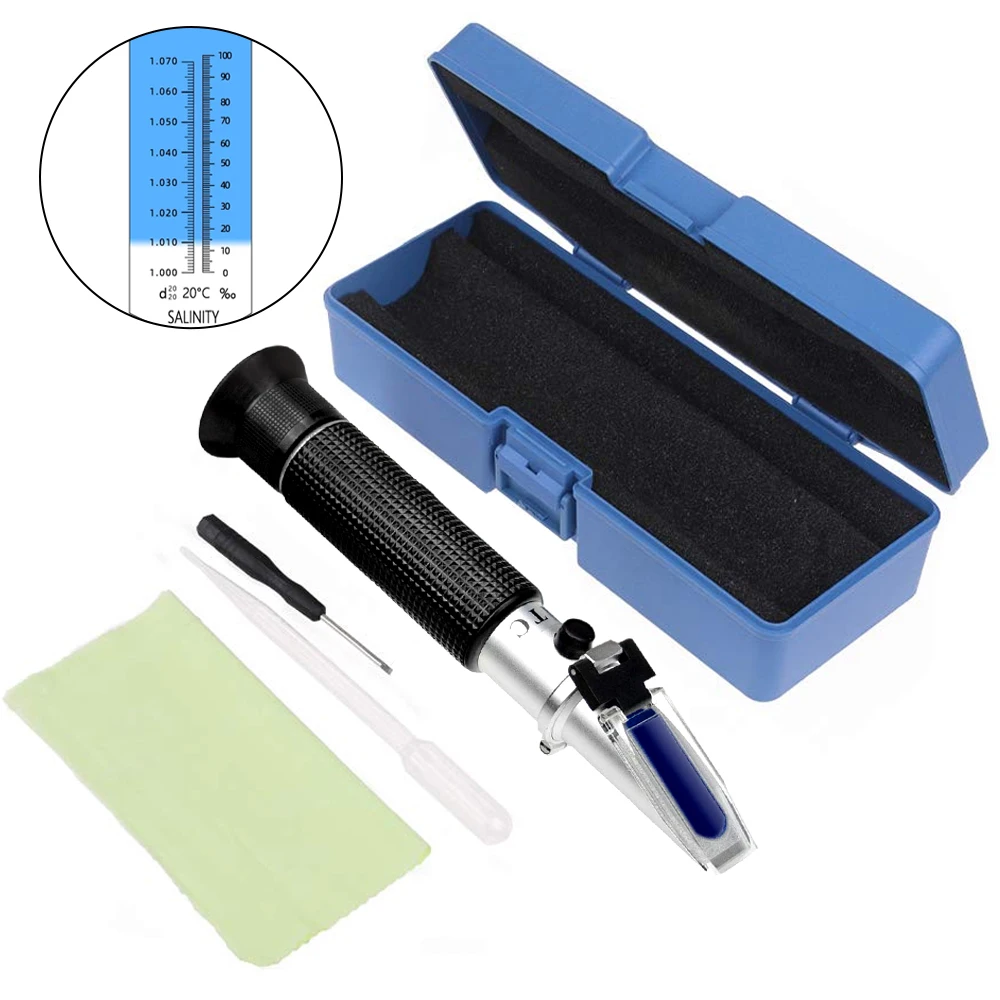 Salinity Refractometer for Seawater Marine Aquaculture, Food Salt Tester for Aquarium, 0-10%, 1.000-1.070SG