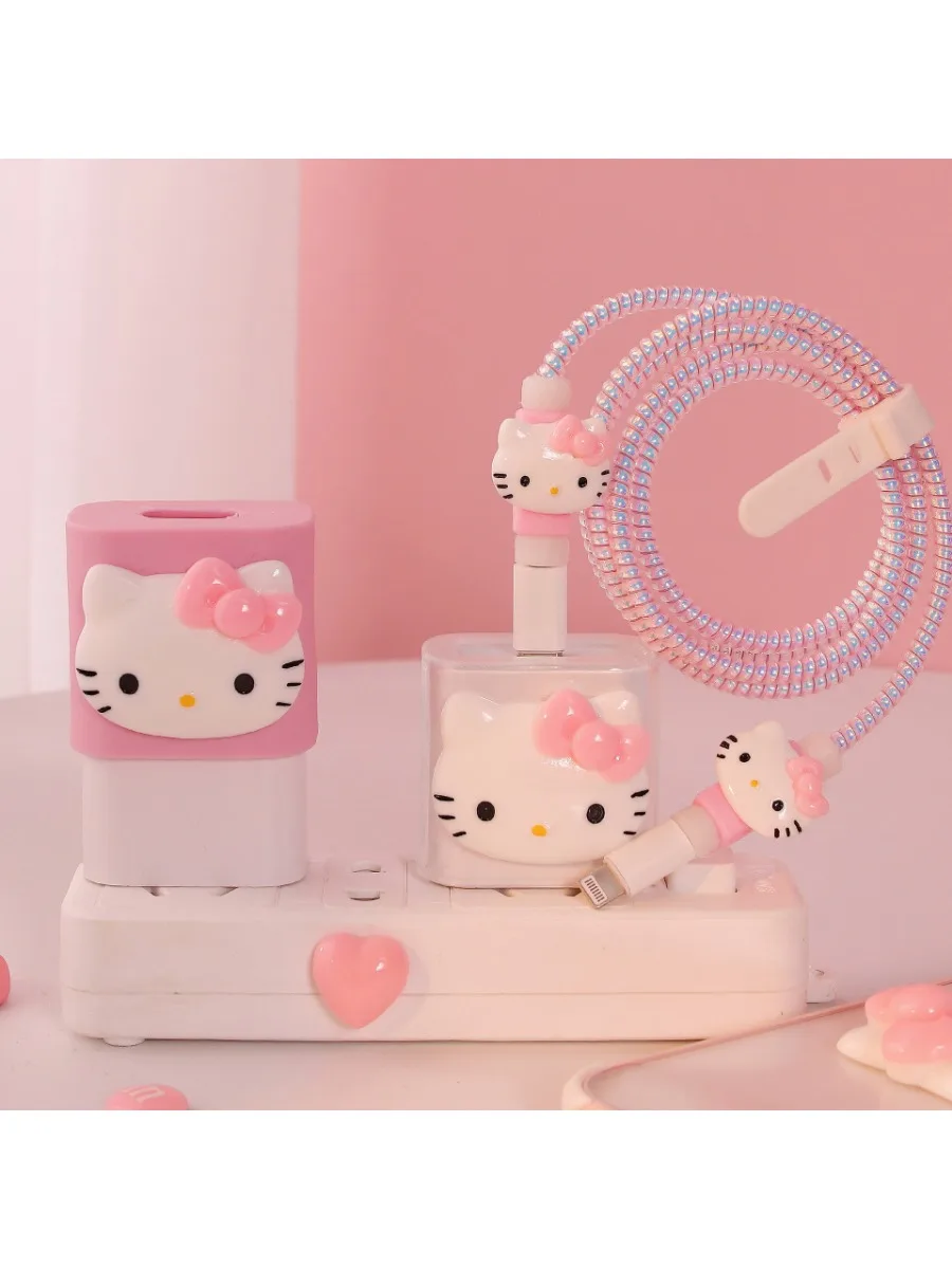 Sanrio Anti-fall Apple Data Cable Protective Case Mobile Phone 18/20W Charger Wrap Rope Decorative Gift