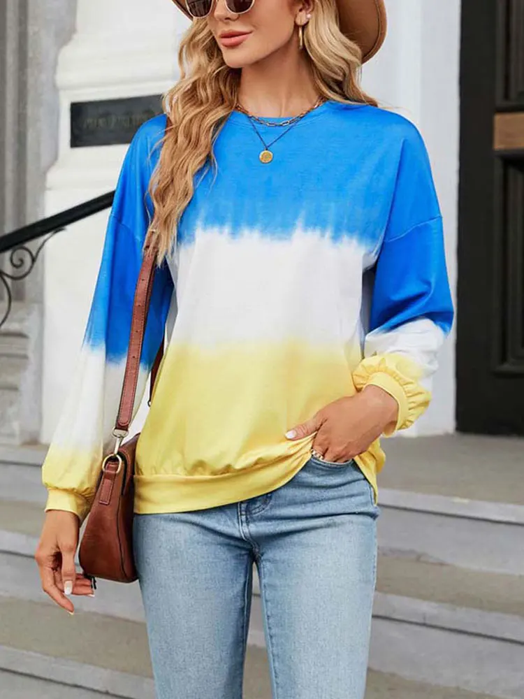 

2023 Autumn Tie Dye Sweatshirt Women Long Sleeve Crew Neck Sweatshirt Ladies Sweat Shirt Loose Sweatshirts For Women