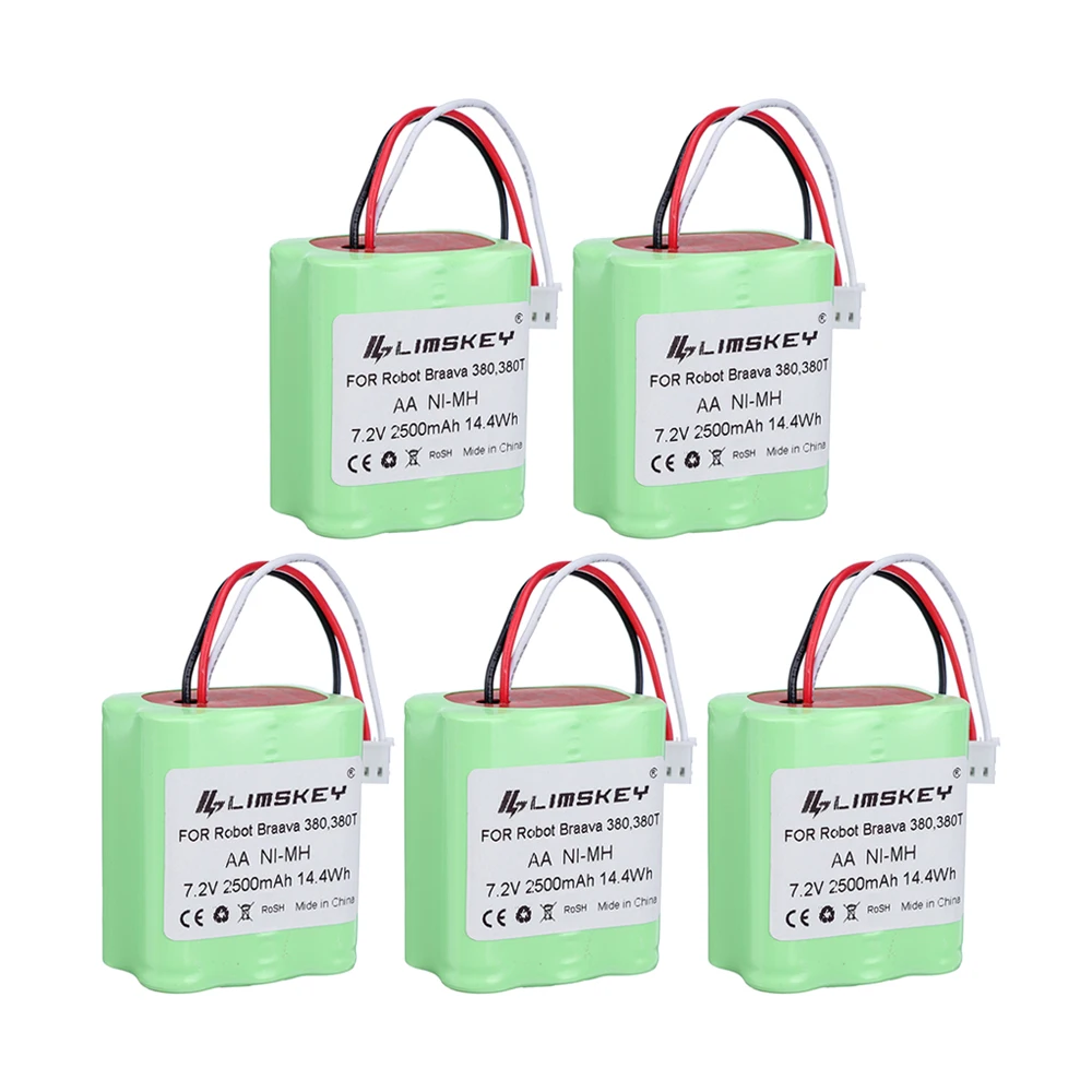 7.2V Ni-Mh Vacuum Cleaner Battery For Irobot Braava 380T 380 390T, Mint 5200 5200B 5200C 7.2V 2500Mah Rechargeable Battery