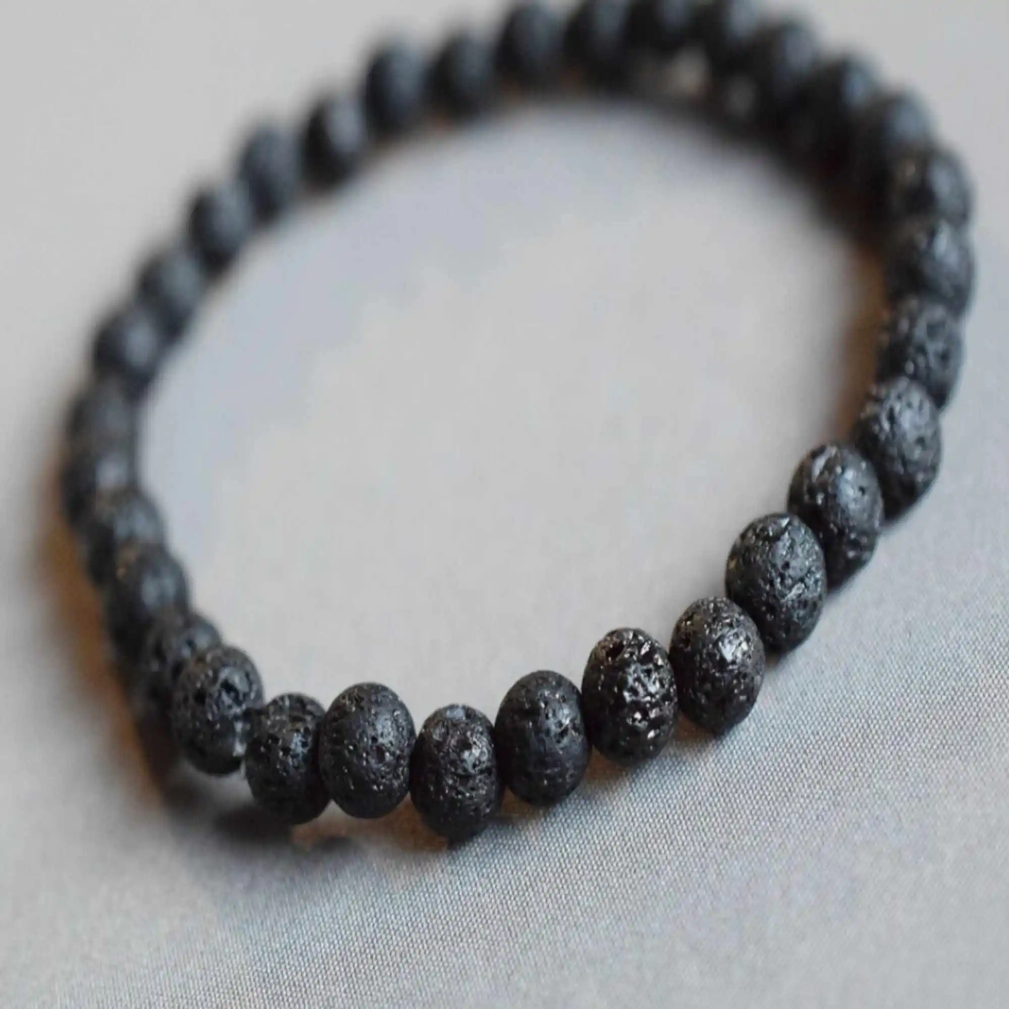 

Natural 6mm round black lava energy stone beads bracelet Bohemia Elegant Emotional Energy Seven Chakras Mental Yoga Beaded