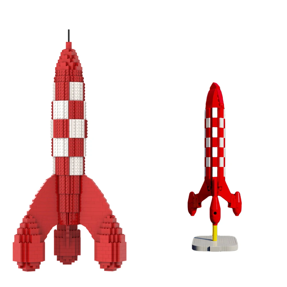 te Vi ses kom over MOC Fire Arrow For Tintin Moon Rocket Buliding Block Kit Space Rocket  Bricks Brain Game Assemble Toys For Children Birthday Gift