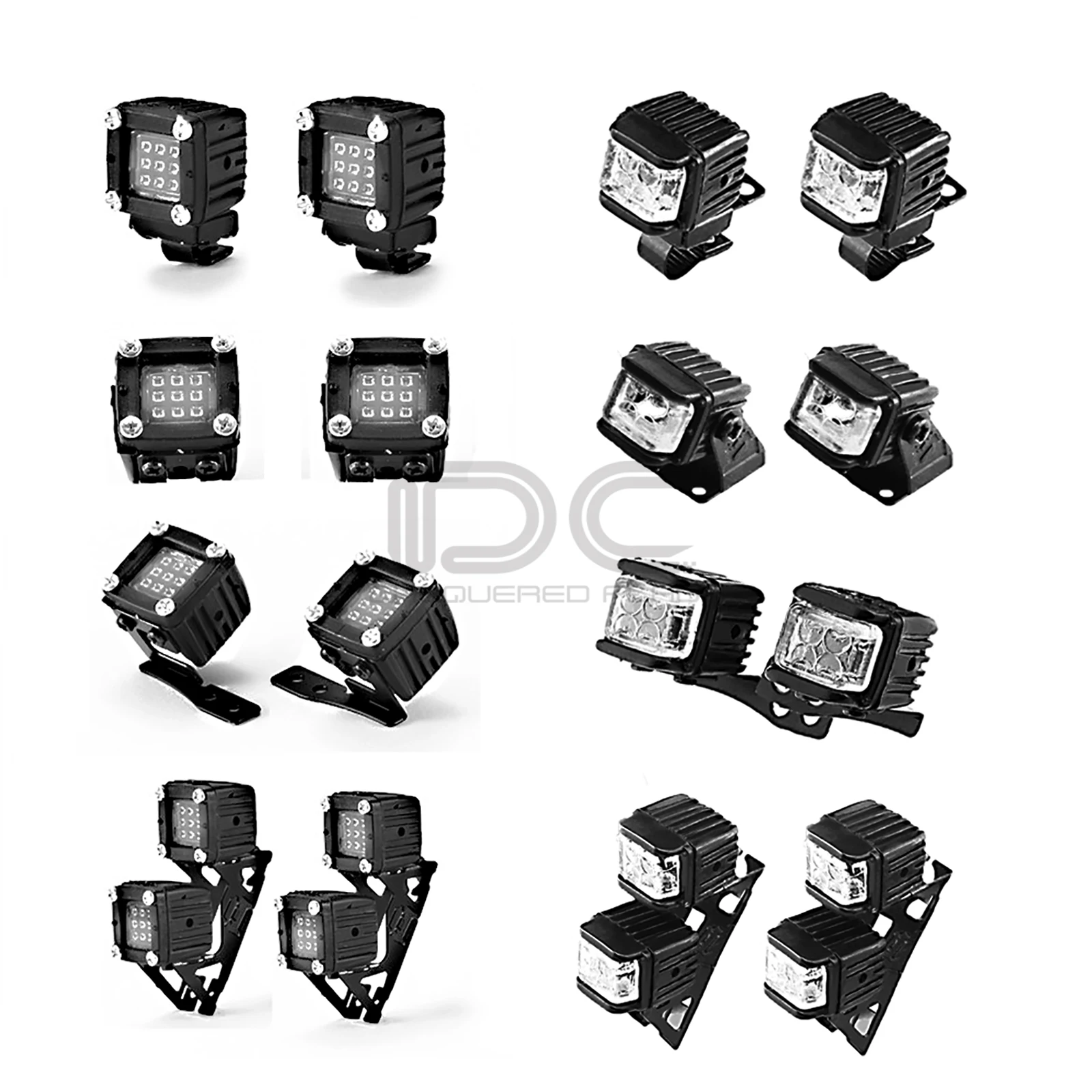 RC Car Light Kits Sidelight with Mount Holder LED Lamp Spotlight Set 1/10 1/12 Truck Rock Crawler Off-road