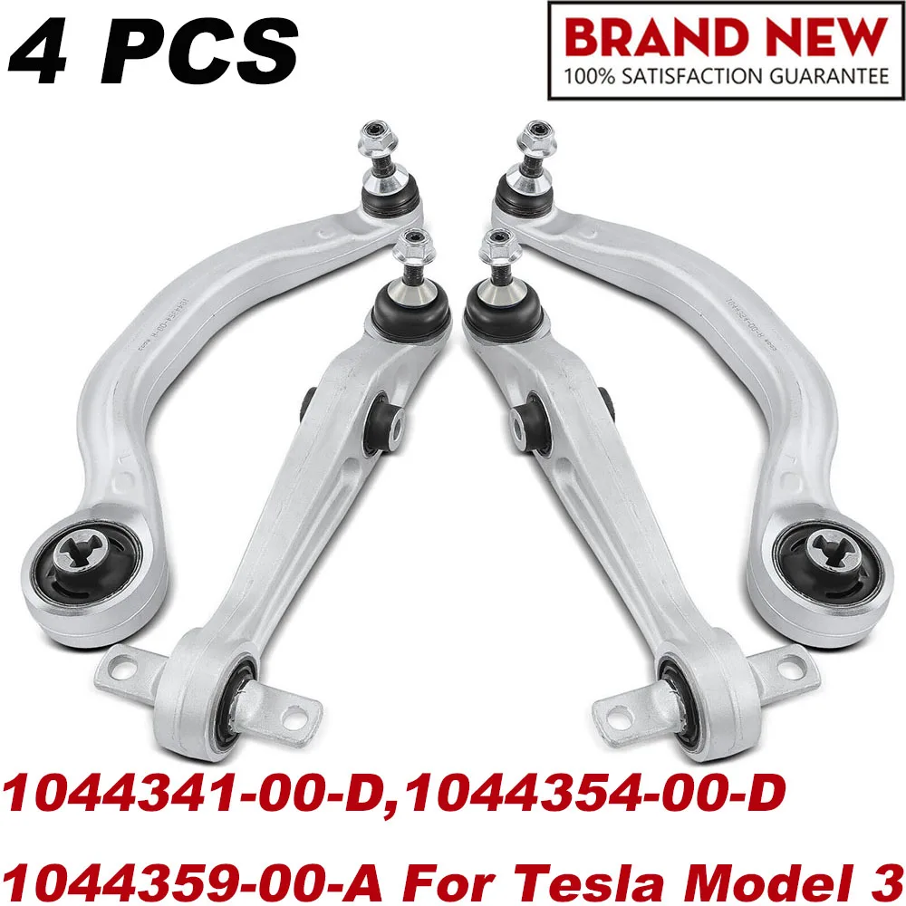 

4PCS 1044341-00-D 1044354-00-A 1044359-00-A New Front Lower Suspension Control Arm & Ball Joint Kits For 2017-2021 Tesla Model 3