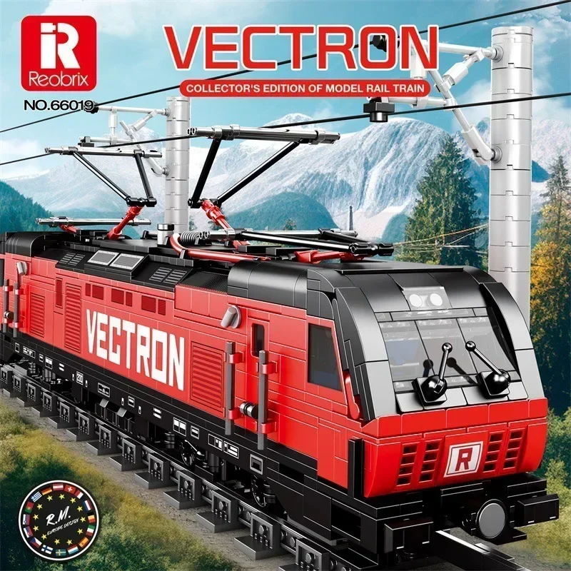 

Vectron European Electric Train Model Blocks Railroad Urban Railway Track Buliding Bricks MOC 66019 Ideas Toy Festival Gift