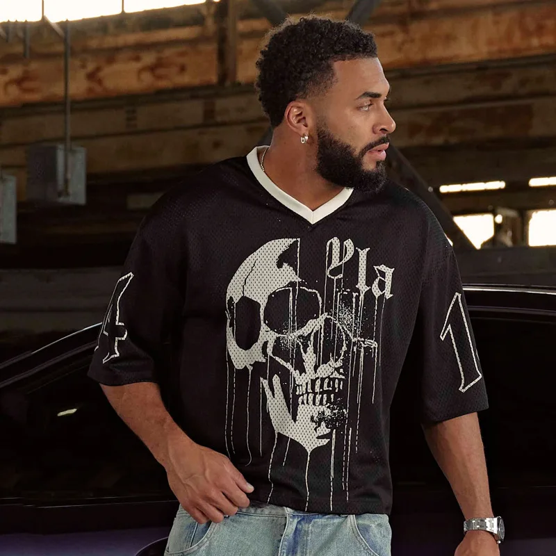 T-shirts Men Summer New Sports Men T-shirts Leisure V Neck Fashion Loose And Comfortable Clothing Gym Running Shirts man - 5