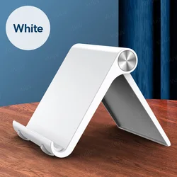 Foldable Desk Stand for Tablets and Mobile Devices, 4-11 Inch Adjustable Holder (White)