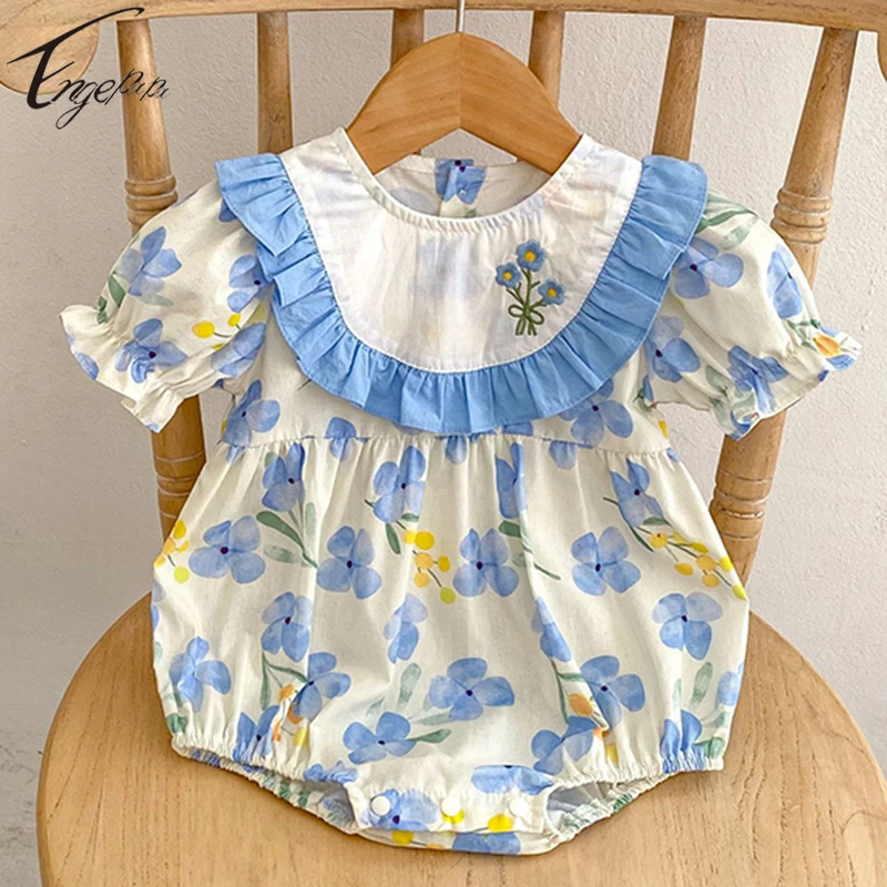 PrincessBabyGirlsEmbroideryRompersGirlsFloralJumpsuitCotton