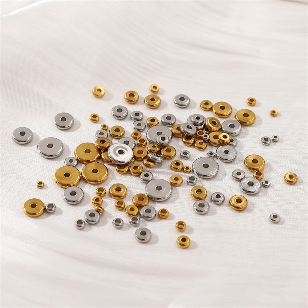 5-50Pcs Multi Größe Edelstahl Flache Runde Spacer Gold/Silber Farbe Spacer Perlen Schmuck Machen Zubehör für DIY Armband – Detail 8